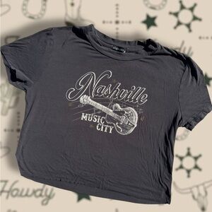 Nashville Music City Graphic Crop Top - Black
